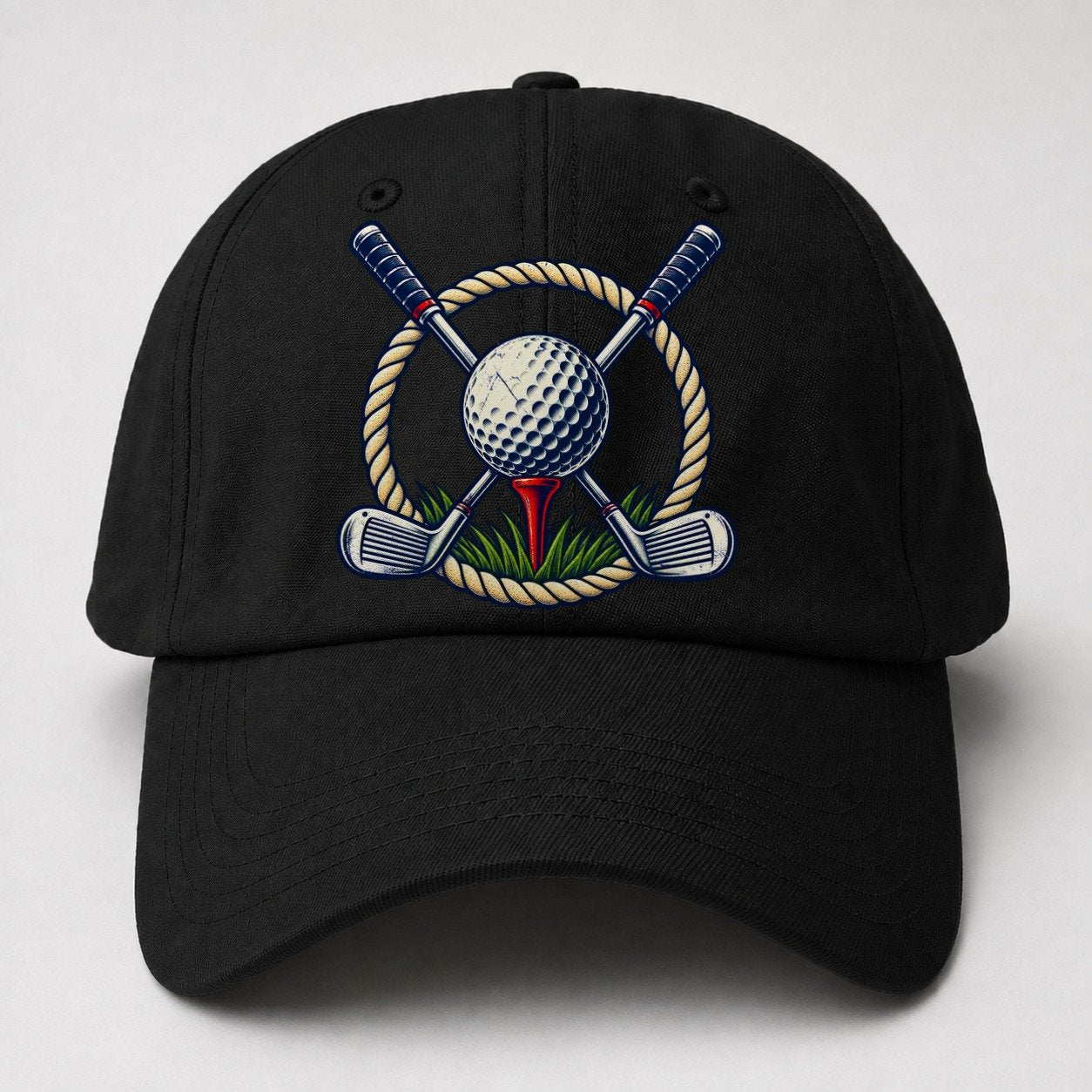 Crossed Clubs Crest Golf Life Baseball Cap – Black