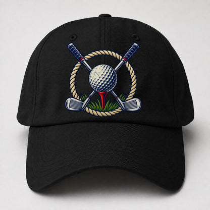 Crossed Clubs Crest Golf Life Baseball Cap – Black