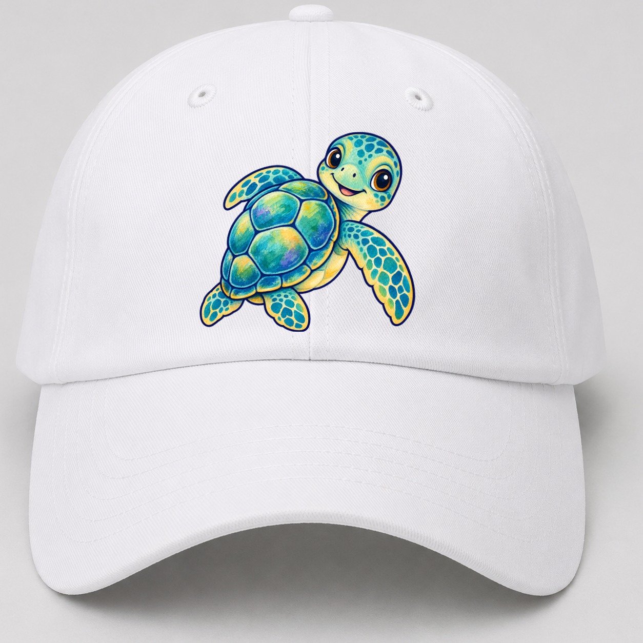 Sea Turtle Shell Turn Sea Sprite Baseball Cap – White