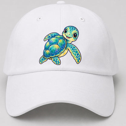 Sea Turtle Shell Turn Sea Sprite Baseball Cap – White
