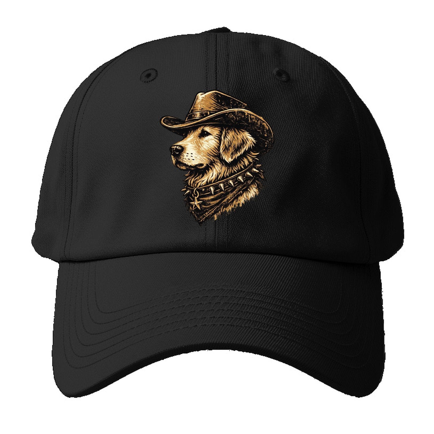 Golden Retriever Western Outlaw Baseball Cap – Black