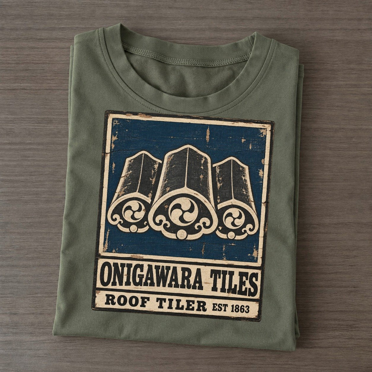 Onigawara Tile Works Noren Trade Co Classic T-shirt – Army Green