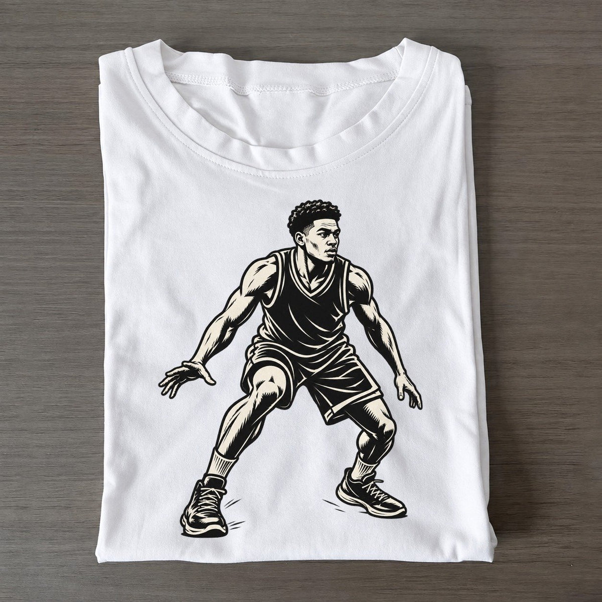 Basketball Defensive Slide Global Sports Ink Figures Classic T-shirt – White