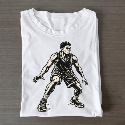 Basketball Defensive Slide Global Sports Ink Figures Classic T-shirt – White