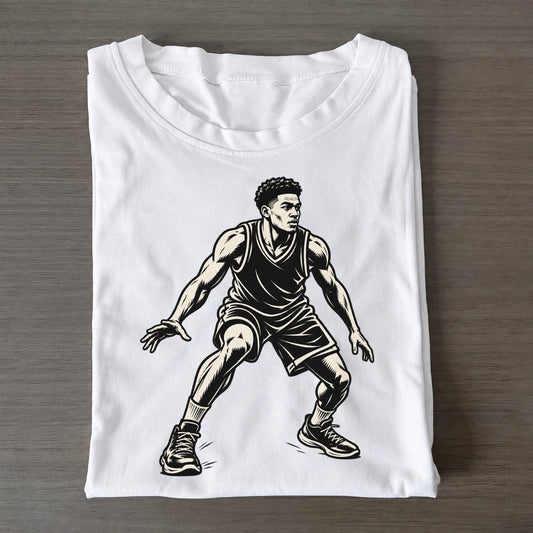 Basketball Defensive Slide Global Sports Ink Figures Classic T-shirt – White