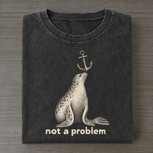 Seal Not A Problem Unbothered Creatures Vintage T-shirt – Black