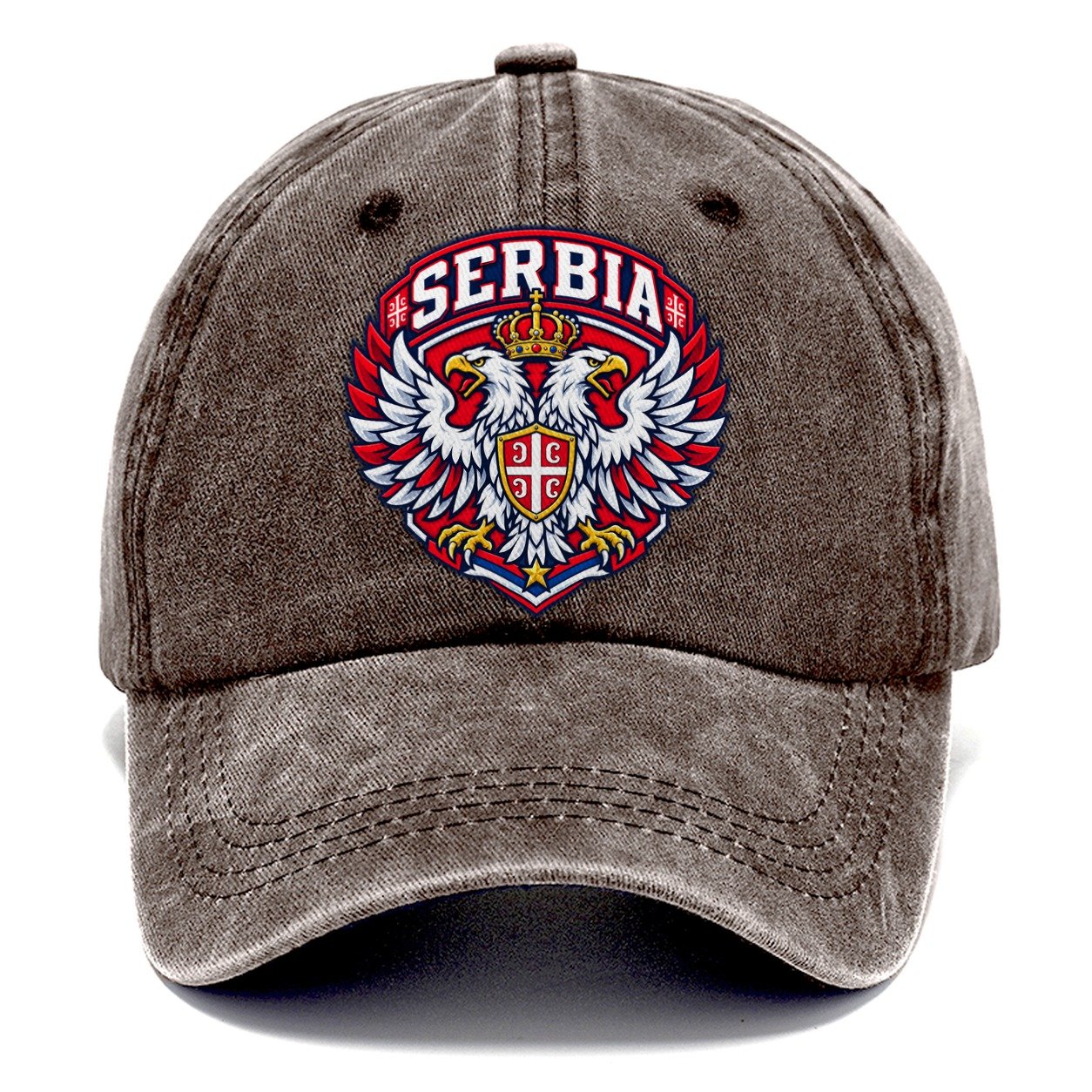 Serbia Retro Badge Country Logos Classic Cap – Brown