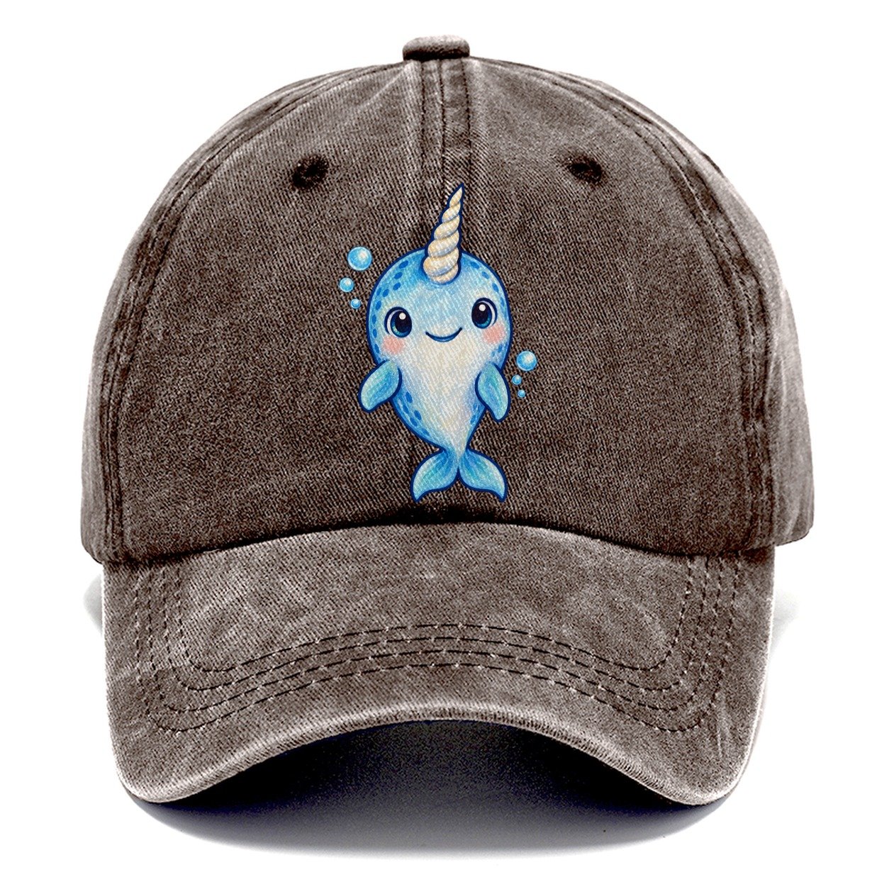 Narwhal Front Tusk Hello Sea Sprite Classic Cap – Brown