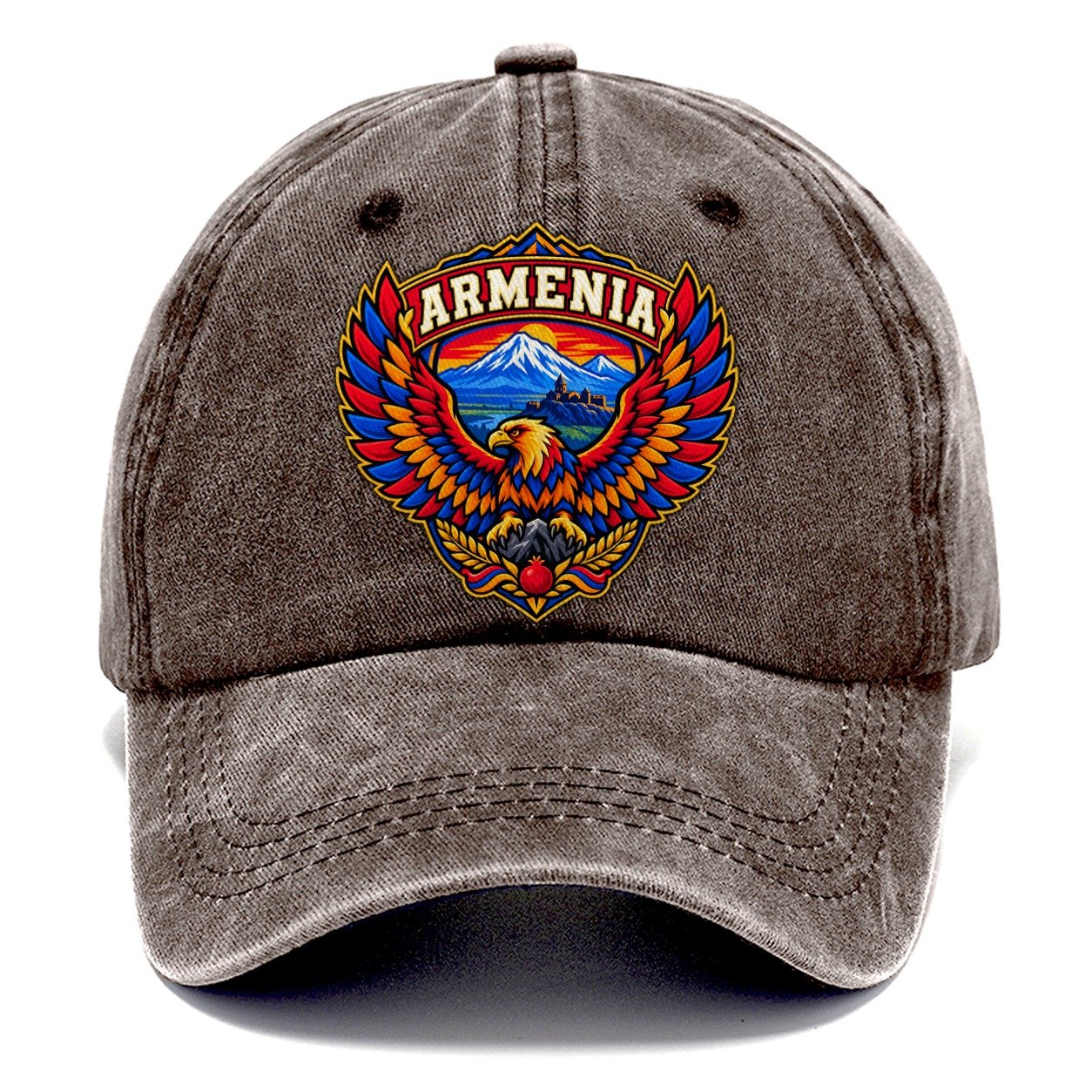 Armenia Retro Badge Country Logos Classic Cap – Brown