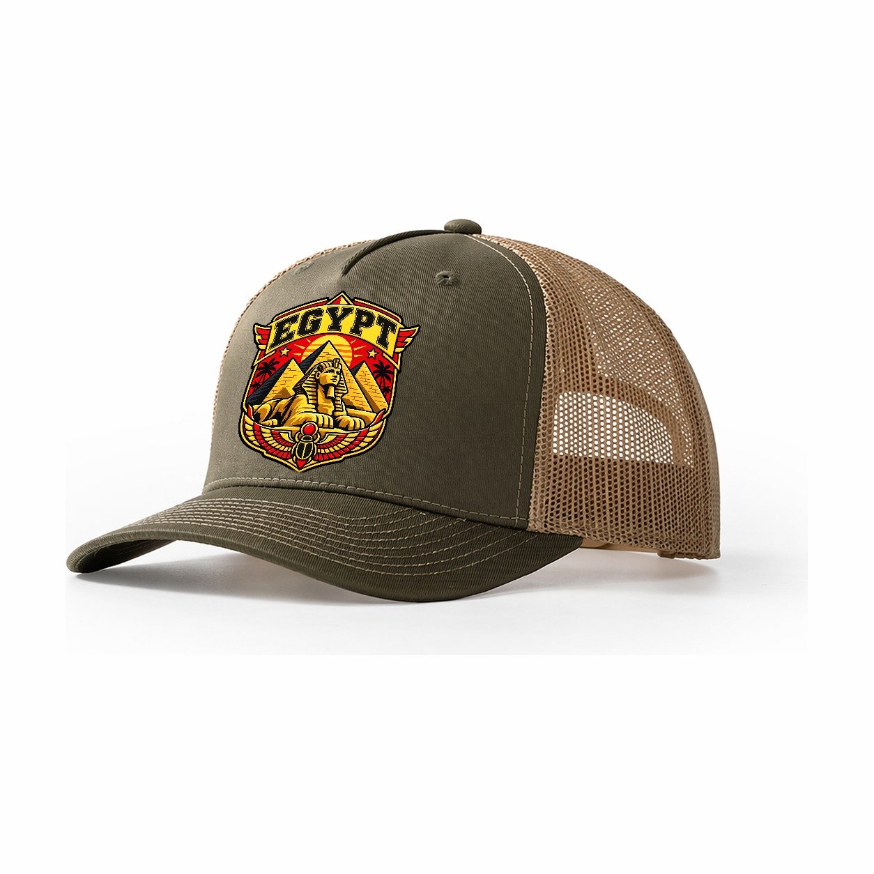 Egypt Retro Badge Country Logos Trucker Hat – Olive Khaki