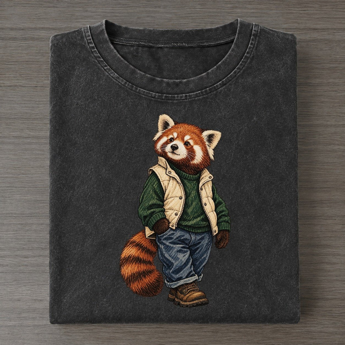Red Panda Wardrobe Portrait Wild Wardrobe Portraits Vintage T-shirt – Black