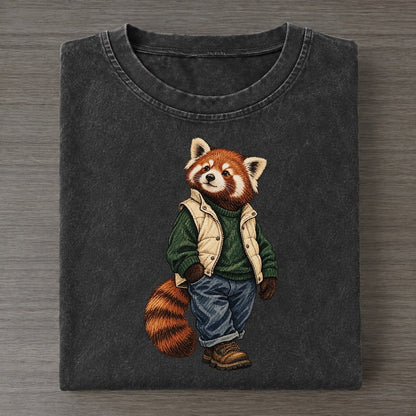 Red Panda Wardrobe Portrait Wild Wardrobe Portraits Vintage T-shirt – Black