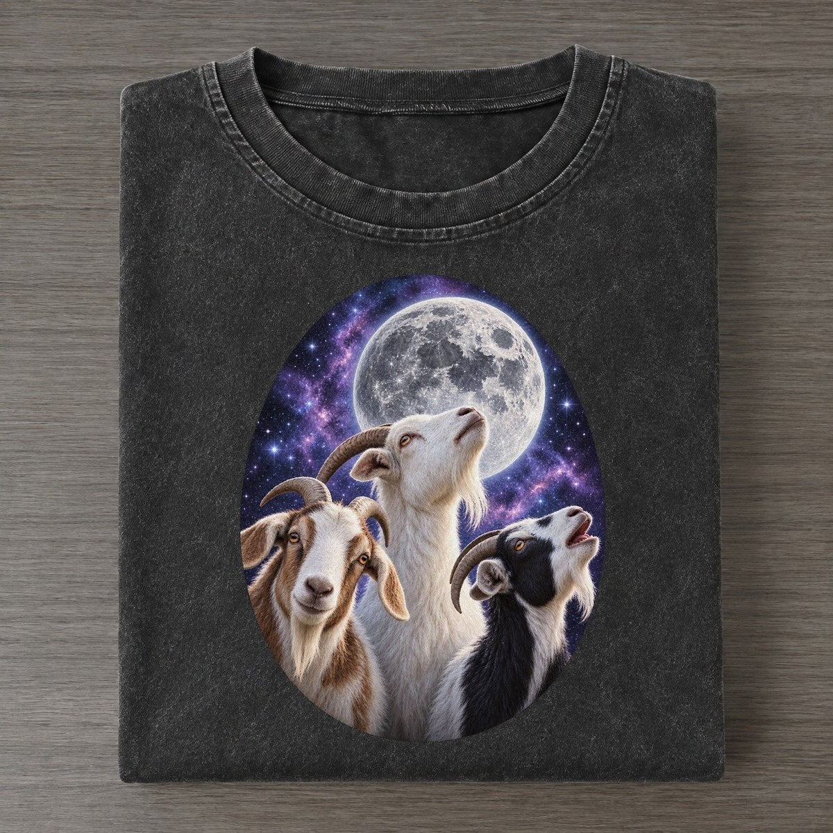 Goats Under The Moon Moon Choir Vintage T-shirt – Black