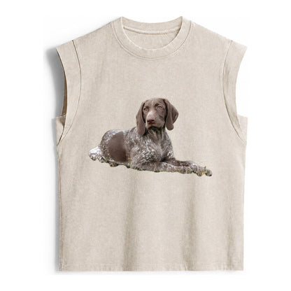 German Shorthaired Pointer 2 Vintage Washed Tank – Beige