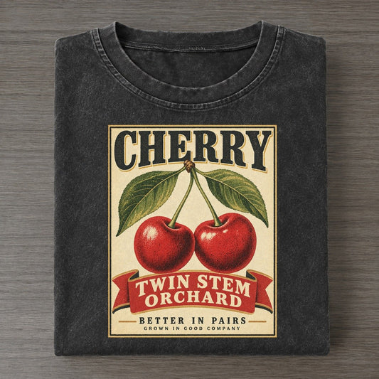 Cherry Orchard Crate Vintage T-shirt – Black