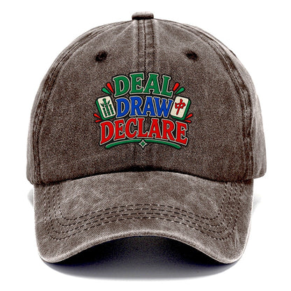 Deal Draw Declare Mahjong Game Night Classic Cap – Brown