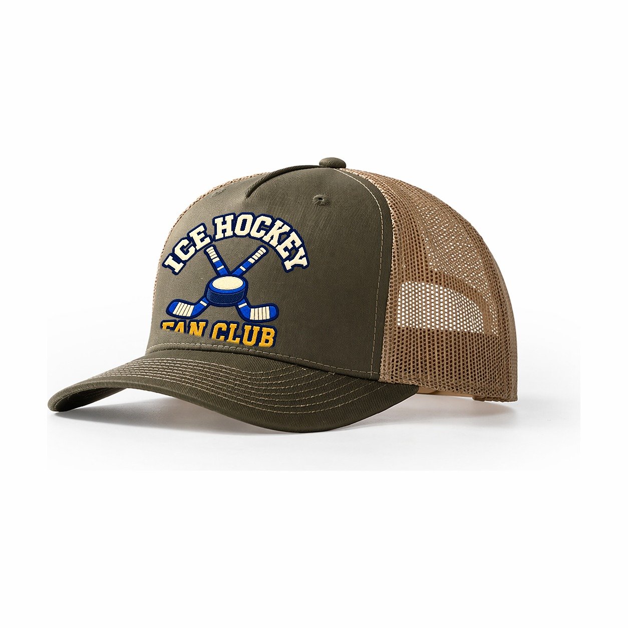 Ice Hockey Fan Club Trucker Hat – Olive Khaki