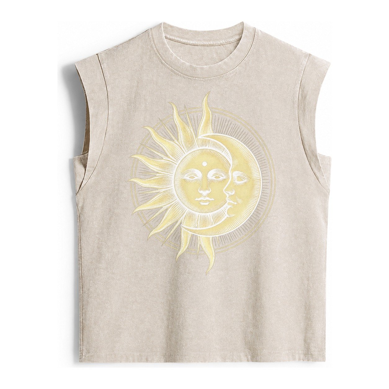 Celestial Harmony Vintage Washed Tank – Beige