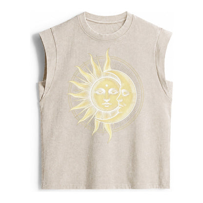 Celestial Harmony Vintage Washed Tank – Beige
