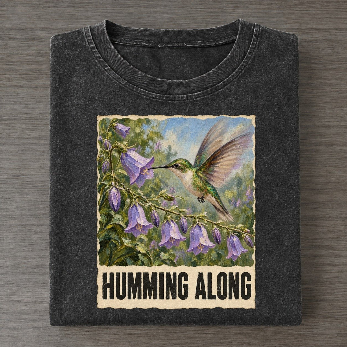 Hummingbird Humming Along Animal Puns Vol. 2 Vintage T-shirt – Black