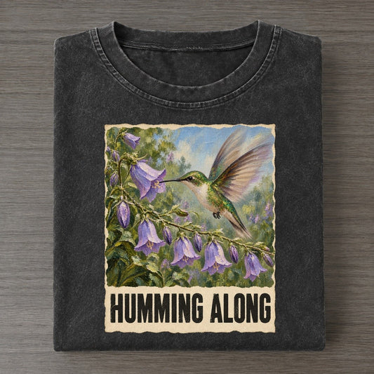 Hummingbird Humming Along Animal Puns Vol. 2 Vintage T-shirt – Black