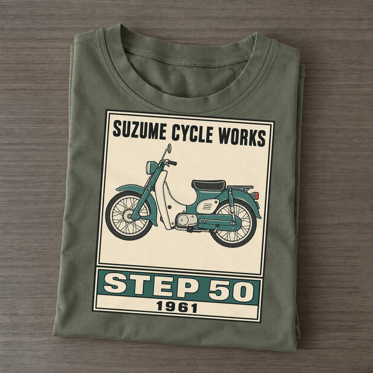 Suzume Step 50 Showa Speed Plates Classic T-shirt – Army Green