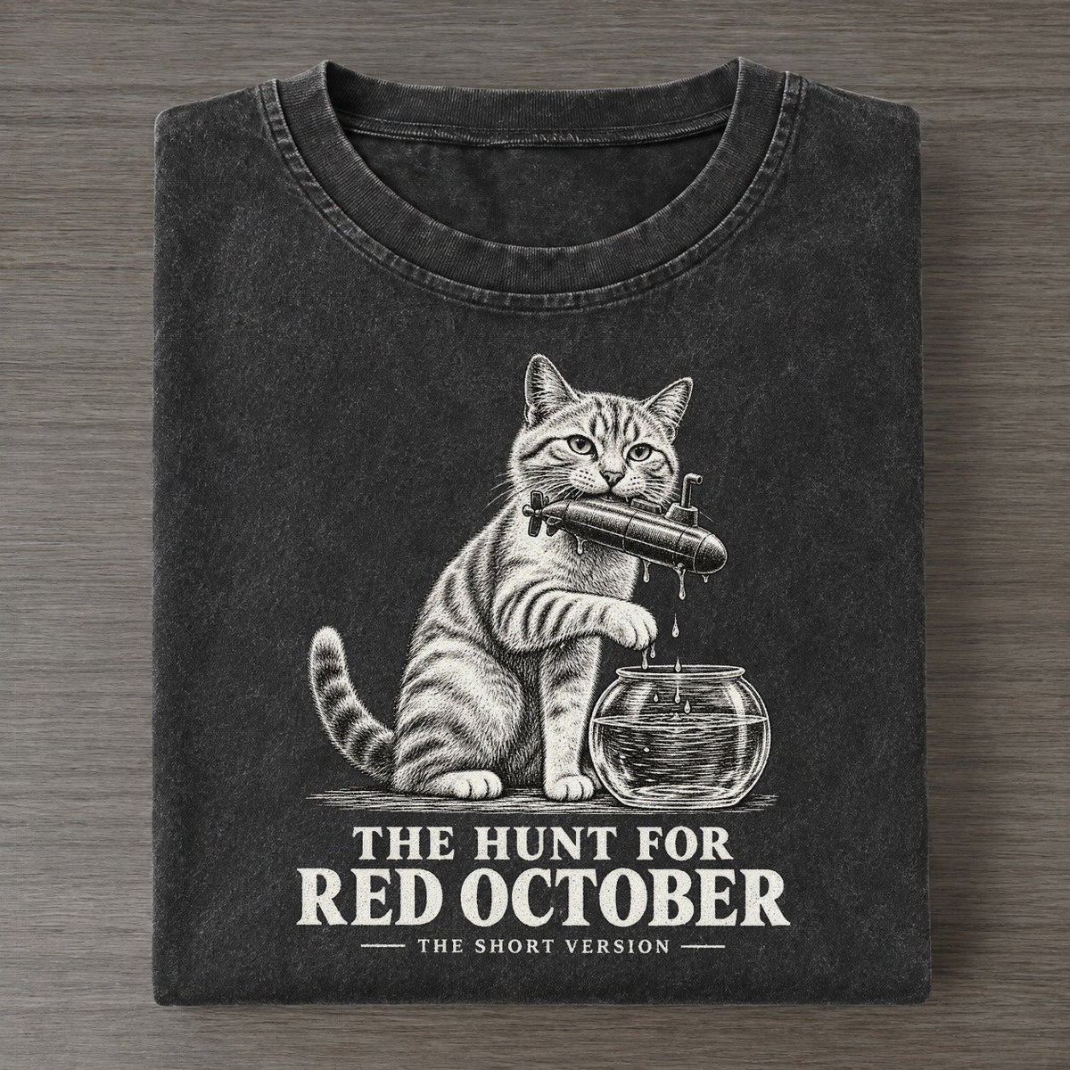 The Hunt For Red October Short Version Cats Vintage T-shirt – Black