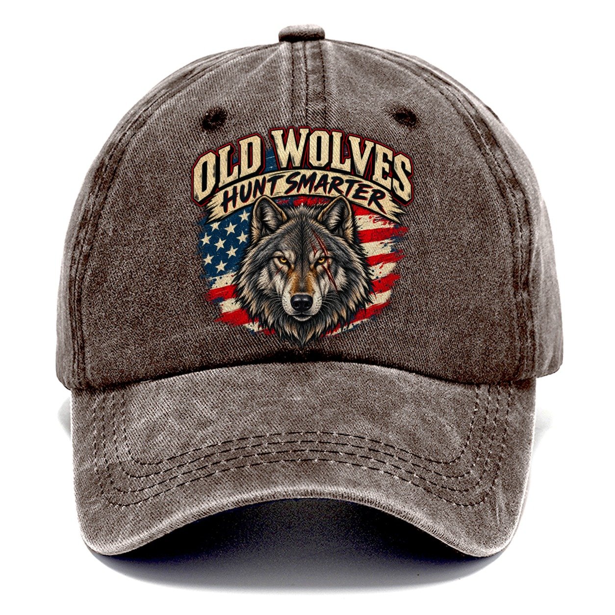 Old Wolves Hunt Smarter Old Man Strong Classic Cap – Brown