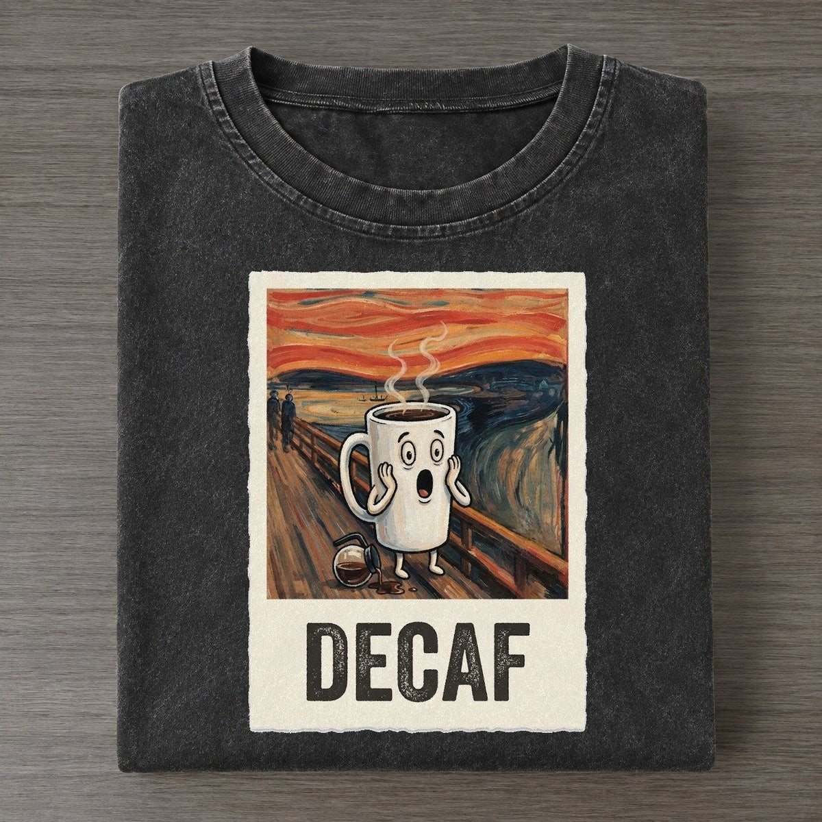 Coffee Cup Scream Decaf Scream Vintage T-shirt – Black