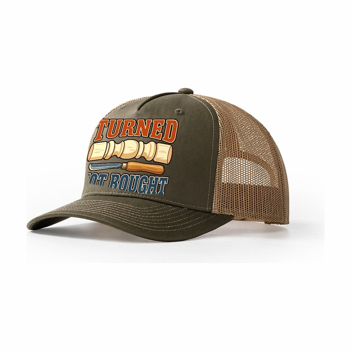 Turned Not Bought Woodworking Trucker Hat – Olive Khaki