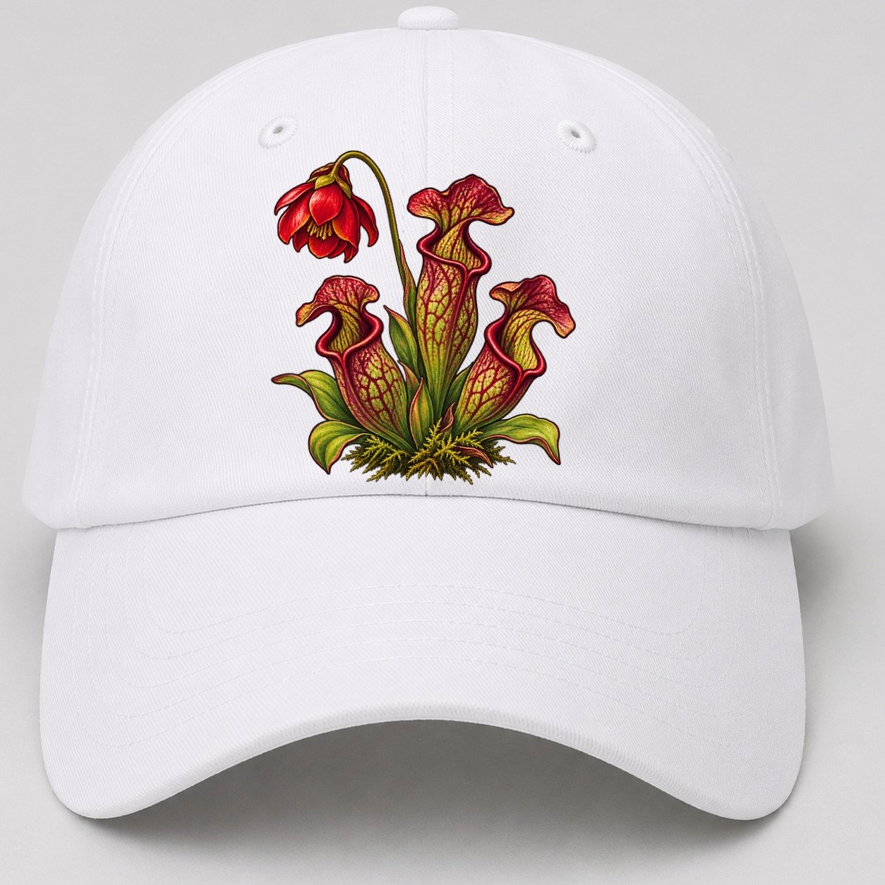 Newfoundland And Labrador Purple Pitcher Plant Canada Cultural Icons Baseball Cap – White