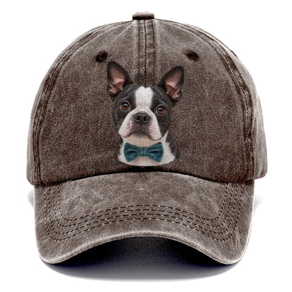 Boston Terrier Velvet Bow Character Club Classic Cap – Brown
