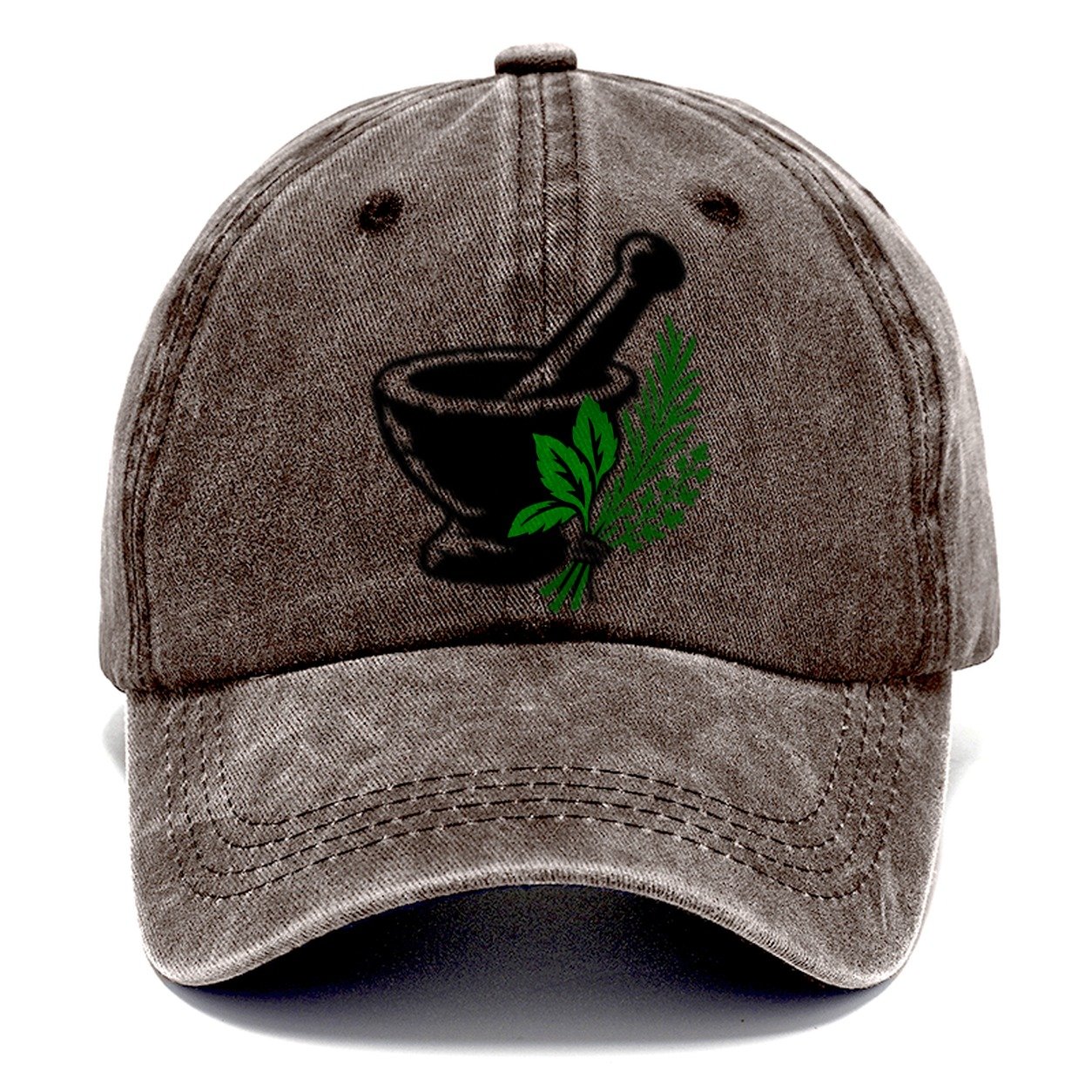 Mortar And Pestle With Herbs Witch Magic Classic Cap – Brown