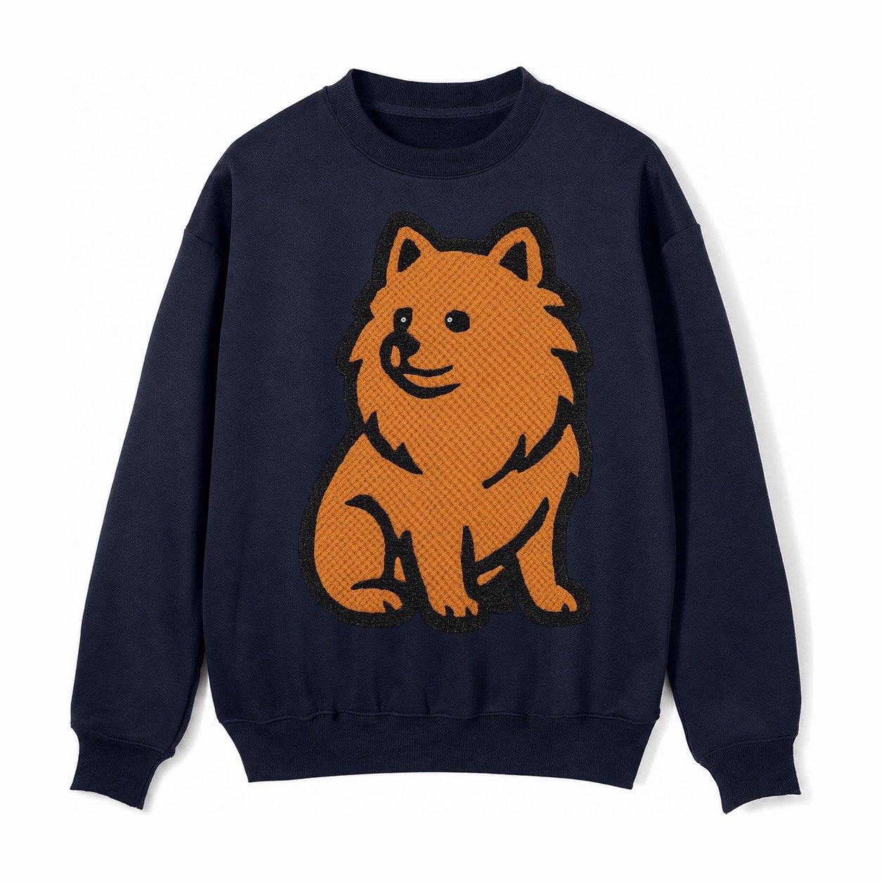 Pomeranian Orange Fluffy Charm Fleece Sweatshirt – Navy Blue