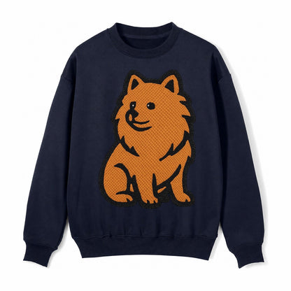 Pomeranian Orange Fluffy Charm Fleece Sweatshirt – Navy Blue