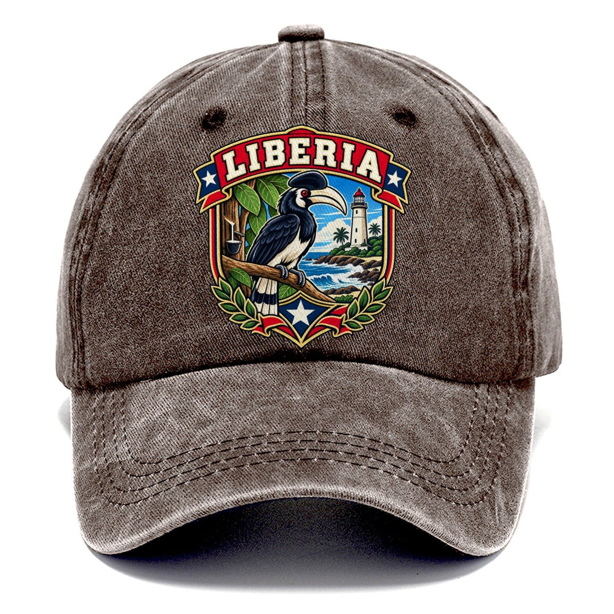Liberia Retro Badge Country Logos Classic Cap – Brown