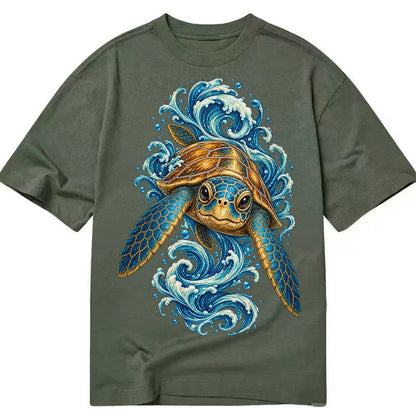 Ornate Sea Turtle Classic T-shirt – Army Green