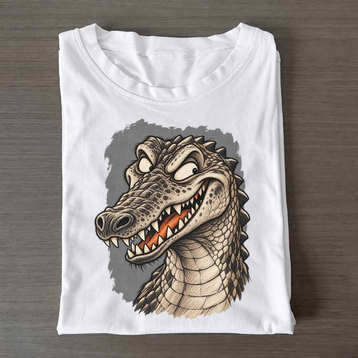 Crocodile Expressive Portrait Wild Grin Gallery Classic T-shirt – White