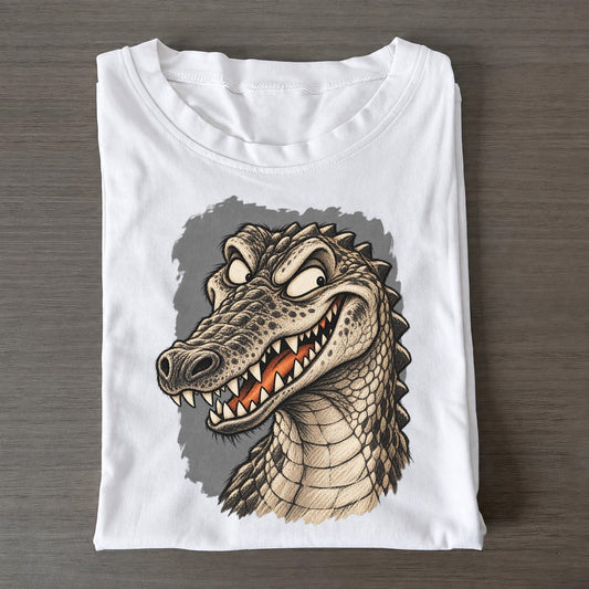 Crocodile Expressive Portrait Wild Grin Gallery Classic T-shirt – White