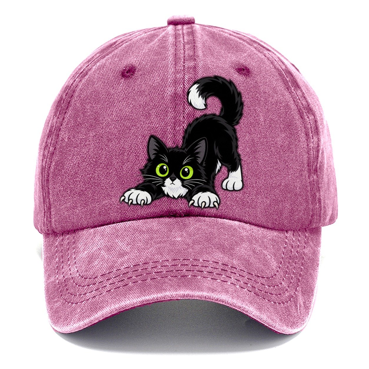 Tuxedo Cat Stretching Peeking Cats Classic Cap – Dusty Rose