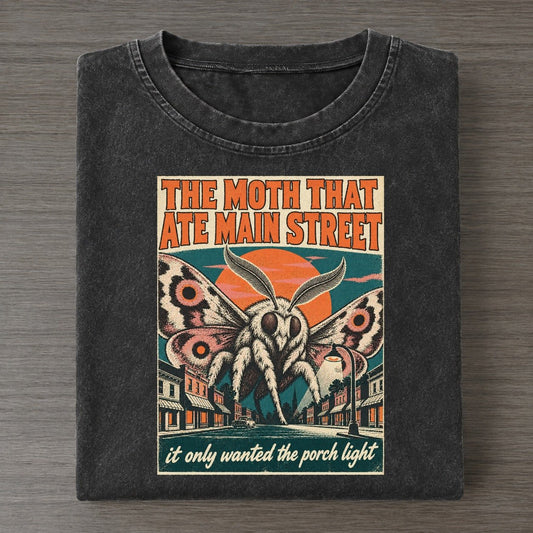 The Moth That Ate Main Street Drive In Monsters Vintage T-shirt – Black