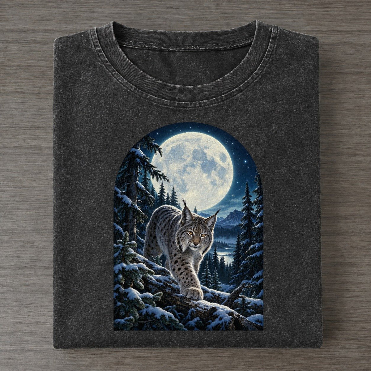Lynx In The Spruce Moon Country Vintage T-shirt – Black