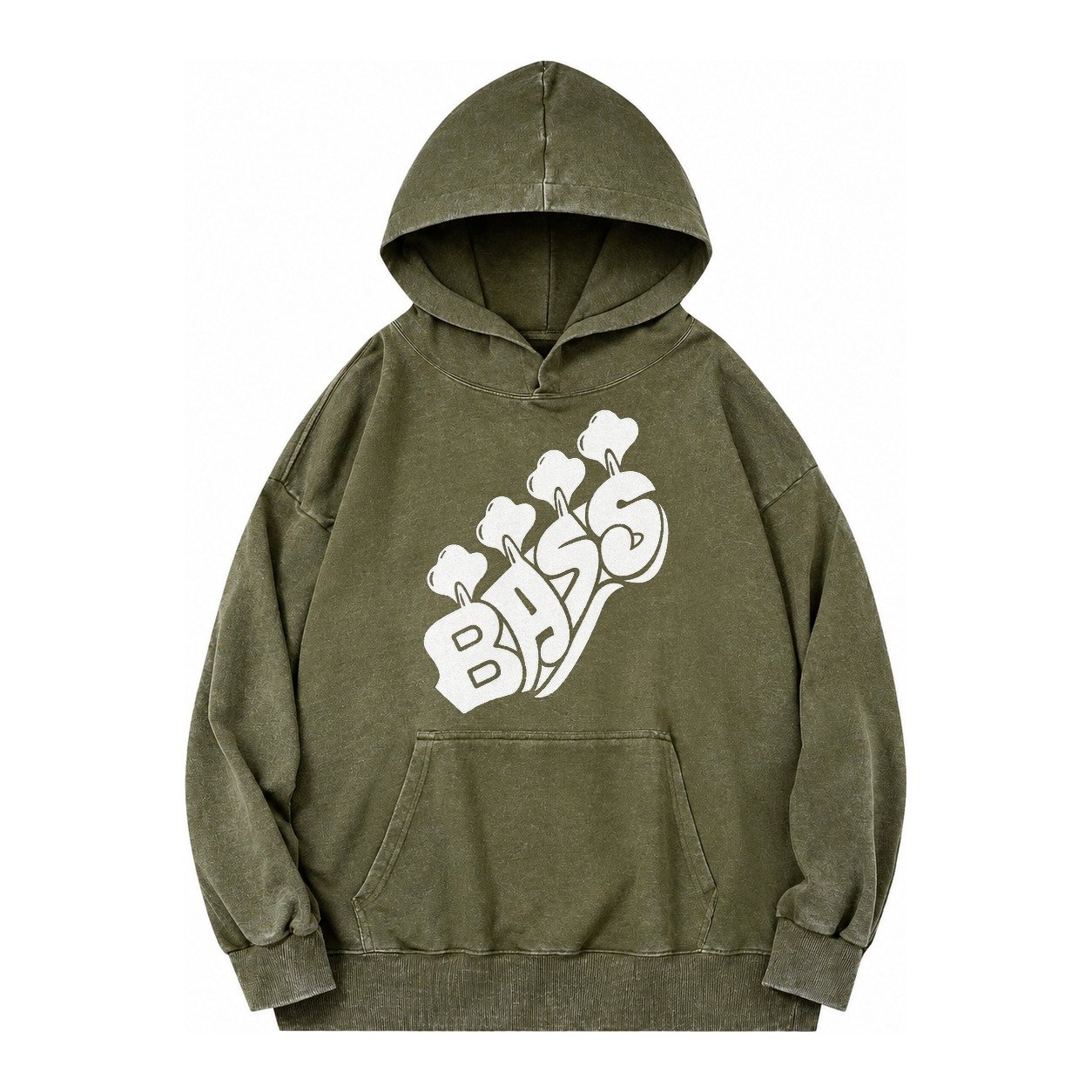 Bass Vintage Washed Hoodie – Army Green