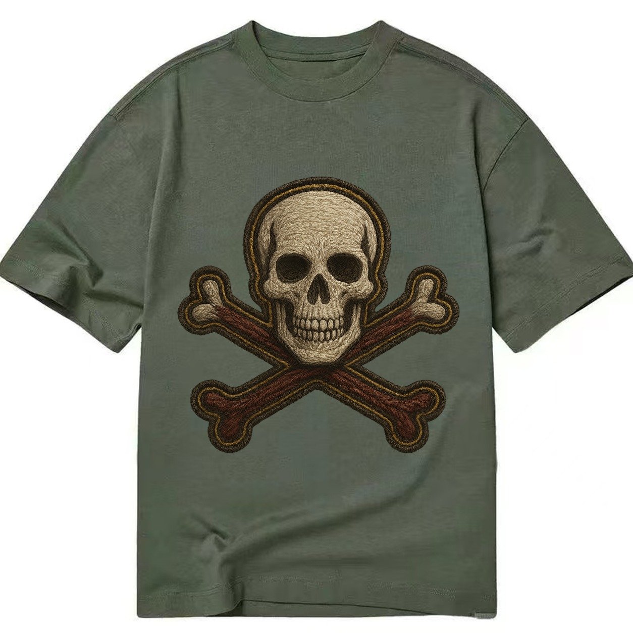 Jolly Roger Skull And Crossbones Flag Classic T-shirt – Army Green