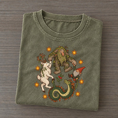 Northern Woods Waltz Cryptid Hoedown Vintage T-shirt – Army Green