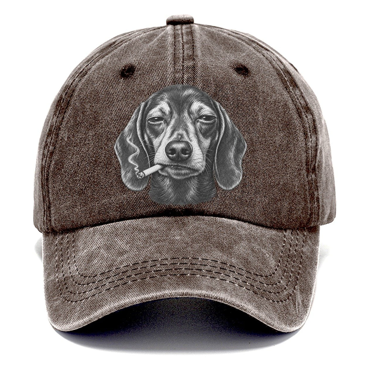 Dachshund A Lit Cigarette Smoking Dogs Smoking Dogs Portraits Classic Cap – Brown