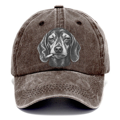 Dachshund A Lit Cigarette Smoking Dogs Smoking Dogs Portraits Classic Cap – Brown