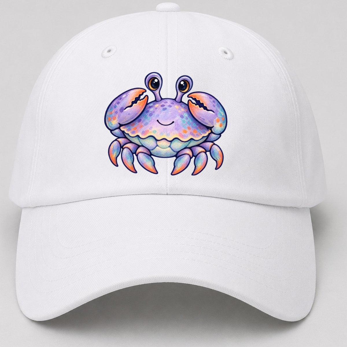 Crab Tucked Claw Hug Sea Sprite Baseball Cap – White