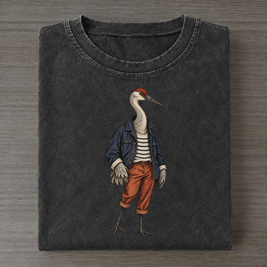 Sandhill Crane Wardrobe Portrait Wild Wardrobe Portraits Vintage T-shirt – Black