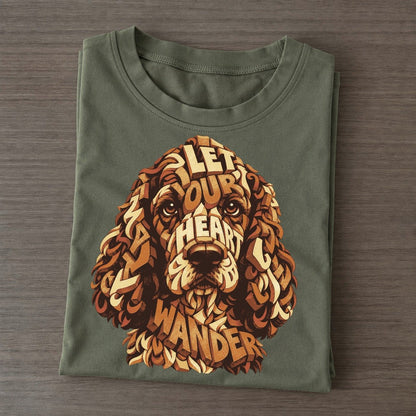 Spaniel Ear Wave Letter Sculpture Classic T-shirt – Army Green